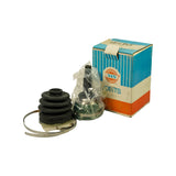 Three-quarter view showing opened box next to kit contents. NKN logo and 'JOINTS' visible on box side with orange and blue banding and 'MADE IN JAPAN' text. Part number 502823 handwritten on box top flap.