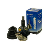 Part displayed in front of upright HONT box showing ISO9001 certification mark on side panel. Kit components visible: CV joint, both boots, and clamps. Confirms HONT branding and CV JOINT product type on box.