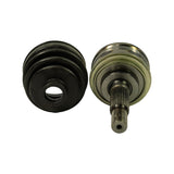 Angled view of CV joint showing full housing diameter, splined inner hub visible through cage, overall condition consistent with new old stock — no corrosion or damage present.