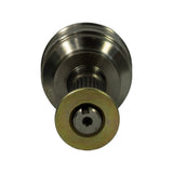 Axial view looking directly into castle nut end of stub shaft, showing splined shaft profile and face of the nut.