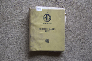 The Magnette Service Parts List Book