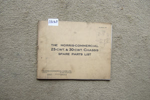 Morris Commercial 25 CWT & 30 CWT Chassis Spare Parts List