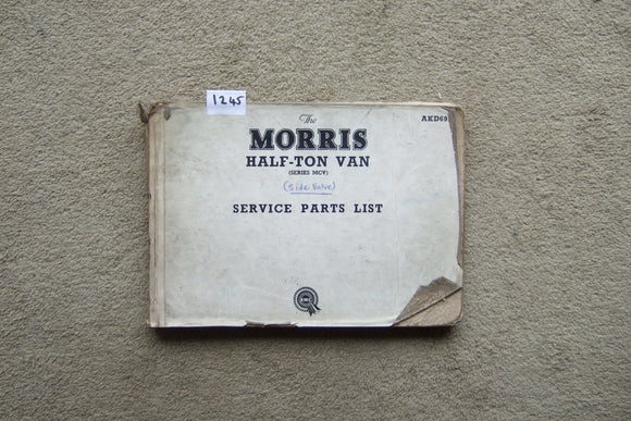 Morris Half Ton Van Series MCV Service Parts List