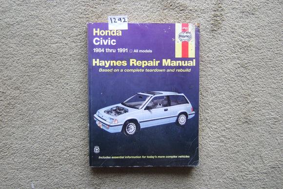 Honda Civic 1984-91 All Models. Haynes Repair Manual Book