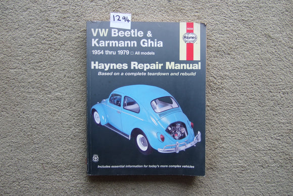 VW Beetle & Karmann Ghia Haynes Repair Manual. 1954-79 All Models Book