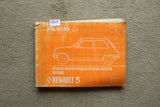 Renault 5 1977 Parts List